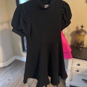 Poppies and Roses Black Puff Sleeve Dress